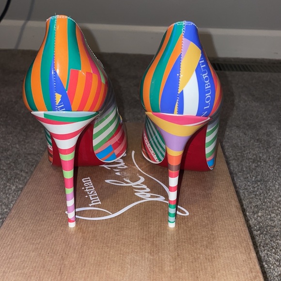 Christian Louboutin Multicolor Striped Heels - Picture 3 of 7